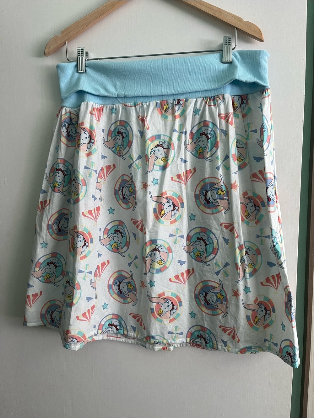 Hand sewn pastel blue Dumbo Print Skirt